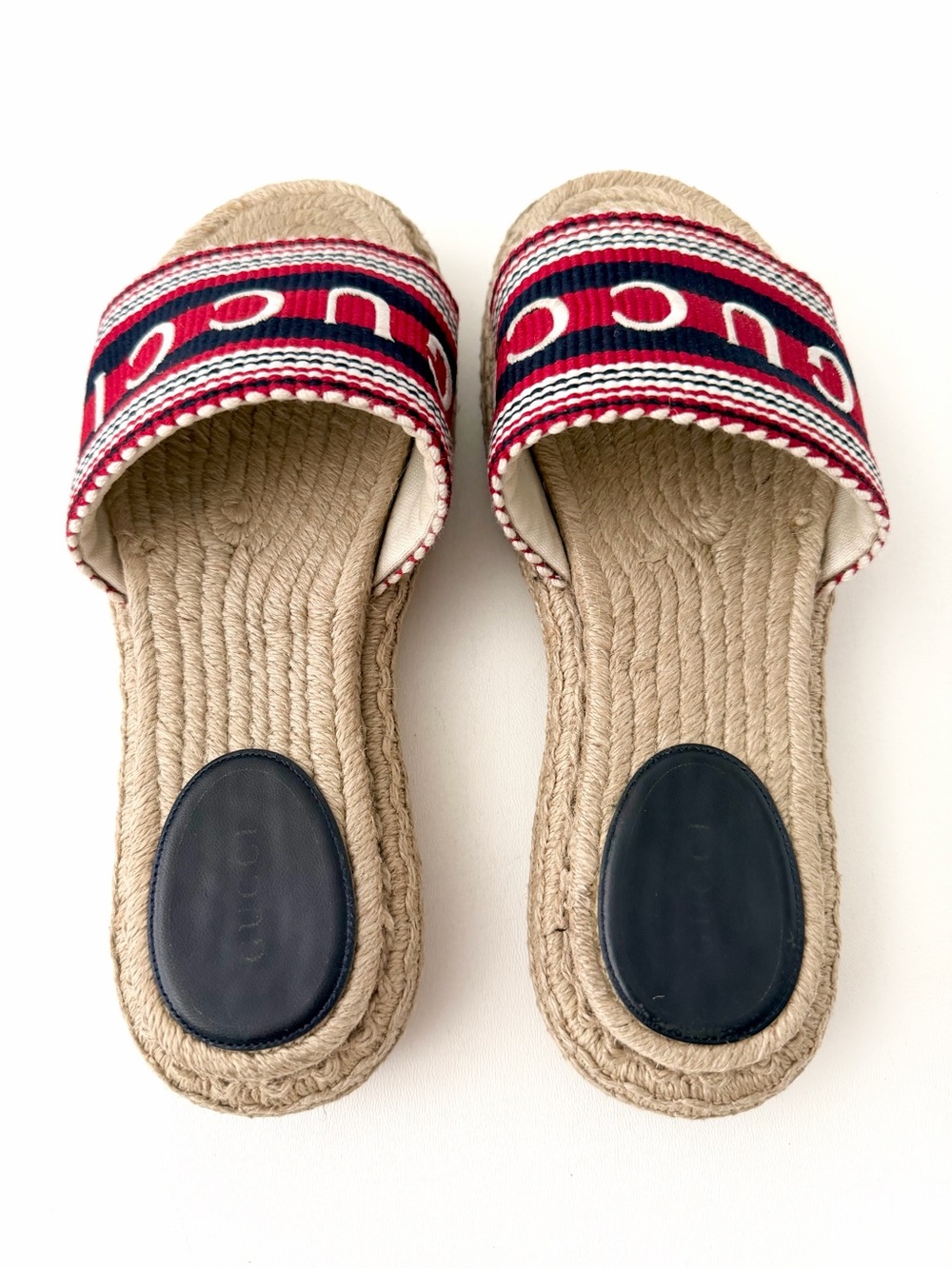 GUCCI | Sabela Web Stripe Logo Espadrille Platform Slides Sandals EU 39 - Picture 8 of 13